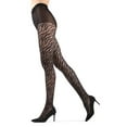 thumbnail image 1 of MeMoi Women's Zebra Stripe Sheer Nylon Tights - Womens - Female (Small/Medium, Black), 1 of 7