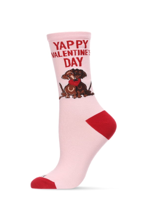 Yappy Vday Bamboo Blend Crew Sock - Womens - Female, 9-11, Light Pink