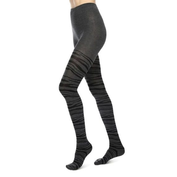 MeMoi Zebra Stripe Cotton Blend Sweater Tights - Womens - Female