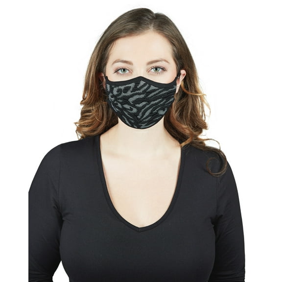 MeMoi Unisex Zebra Pattern Face Covering (OS, Black)