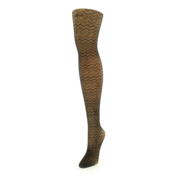 MeMoi Zig Zag Net Tights Small/Medium / Sesame
