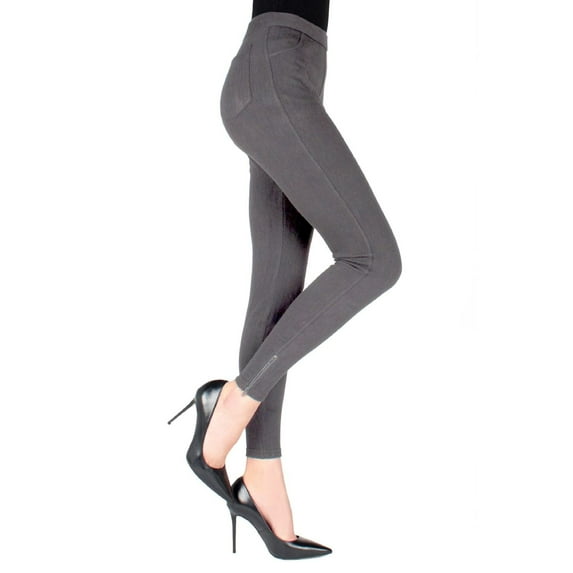 MeMoi Women's Zipper Ankle Jean Leggings - Womens - Female (Large/X-Large, Gray)