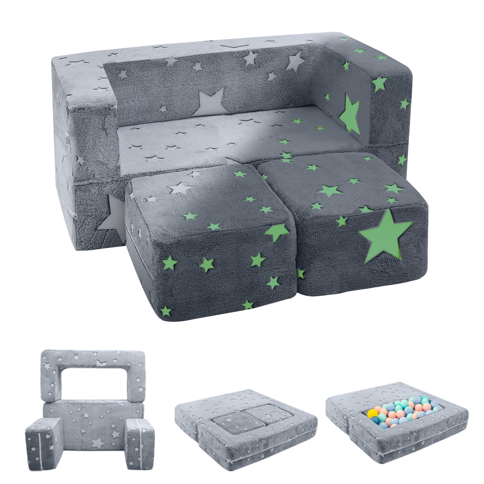 MeMoreCool Kids Couch Toddler Sofa, Fold Out Couch Modular Toddler