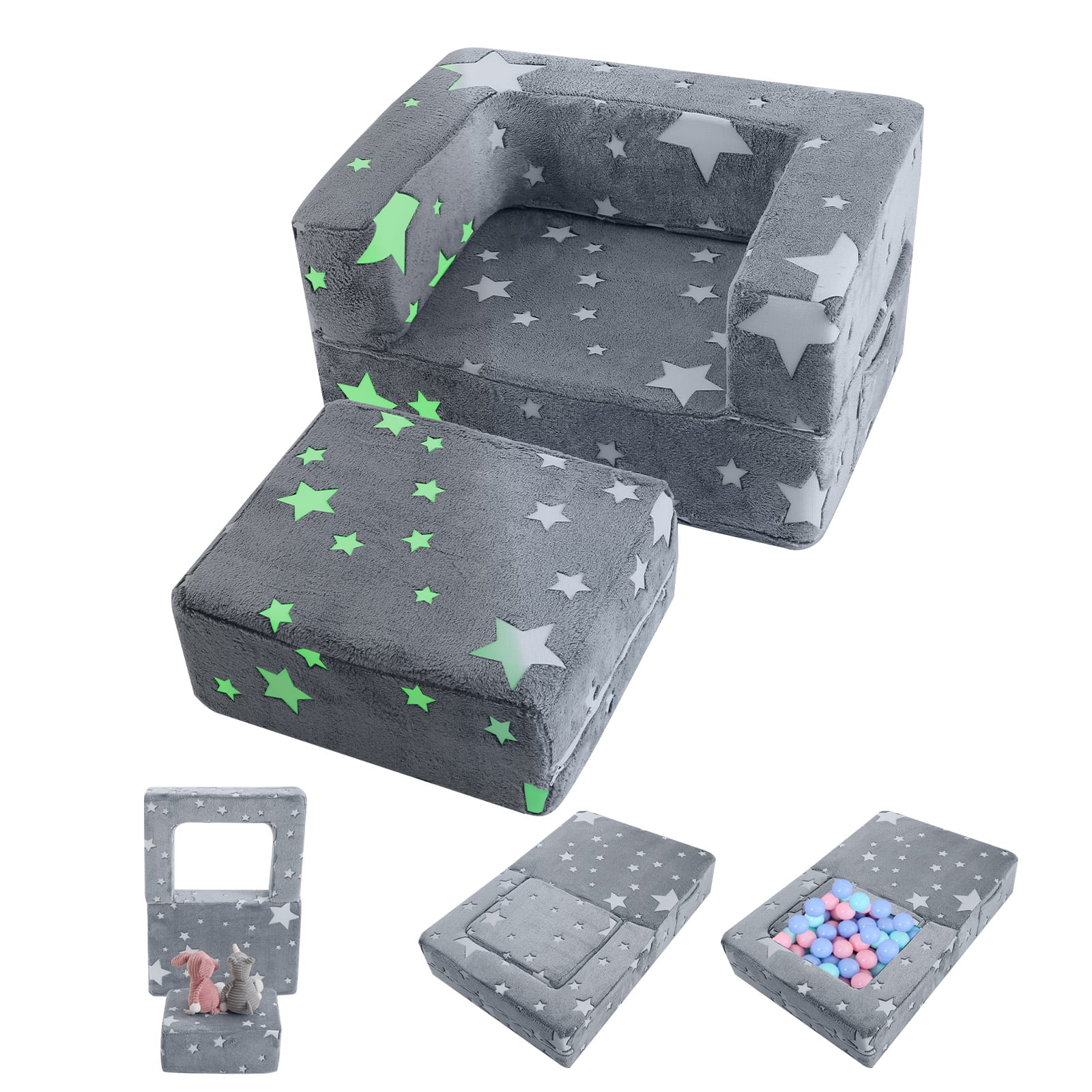 MeMoreCool Kids Couch Toddler Sofa, Small Fold Out Couch Modular