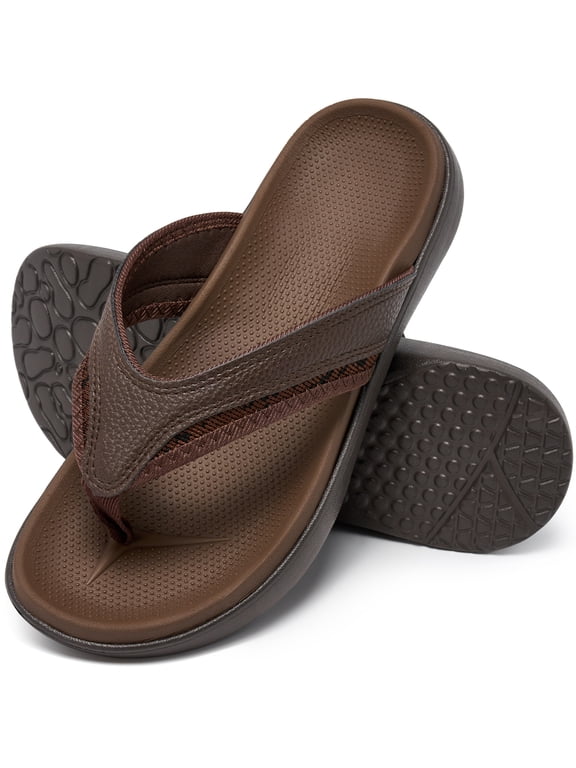 Men's Flip-Flops Cushioned Arch Support Non-Slip Thong Sandals for Beach Pool Indoor Outdoor