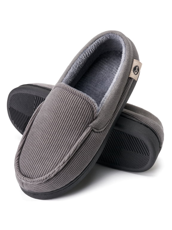 Men's Moccasin Slippers Memory Foam House Shoes Indoor Outdoor Warm Loafer Slippers