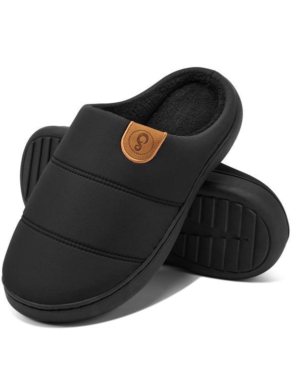 Men's Slippers Comfortable Memory Faux Fur Slippers Warm Home Shoes Non-Slip Wear-Resistant Slippers