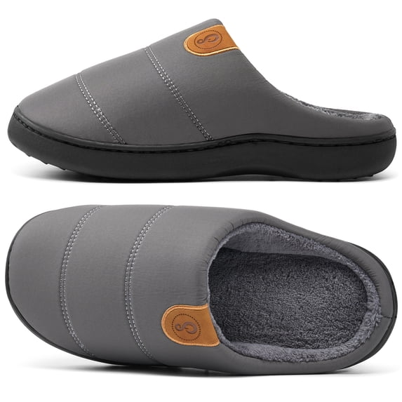Ecetana Men's Slippers Comfortable Memory Faux Fur Slippers Warm Home Shoes Non-Slip Wear-Resistant Slippers