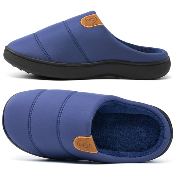 Ecetana Men's Slippers Comfortable Memory Faux Fur Slippers Warm Home Shoes Non-Slip Wear-Resistant Slippers