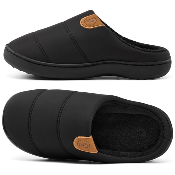 Ecetana Men's Slippers Comfortable Memory Faux Fur Slippers Warm Home Shoes Non-Slip Wear-Resistant Slippers