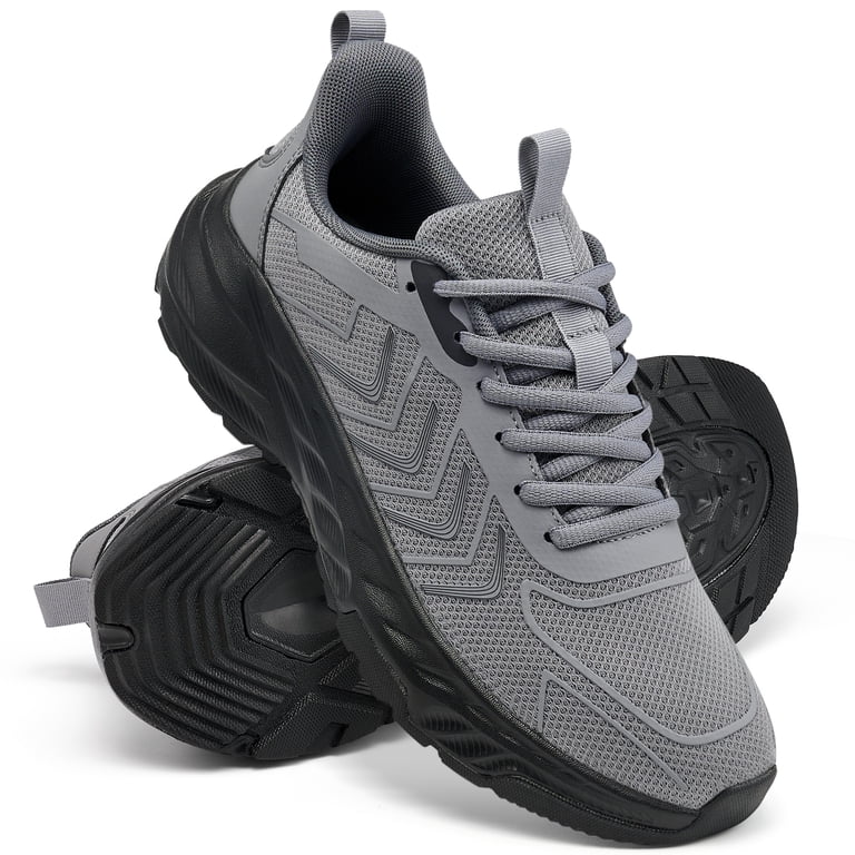 Athletic‎ Running Shoes Mesh Breathable Training Sneakers Grey & White Mesh Breathable Mens Lightweight Gym Workout Running Slip on  main image 3