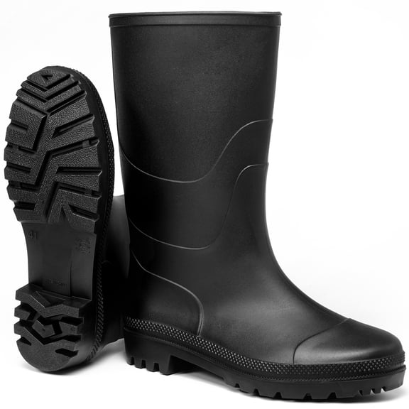 MeMoride Men's Waterproof Rain Boots Mid Calf Rubber Boots for Fishing Farming Gardening
