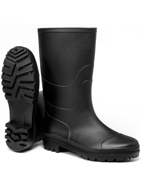 Men's Waterproof Rain Boots Mid Calf Rubber Boots for Fishing Farming Gardening