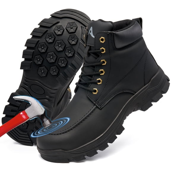 MeMoride Men's Waterproof Steel Toe Safety Work Boots Slip Resistant Industrial Construction Boot