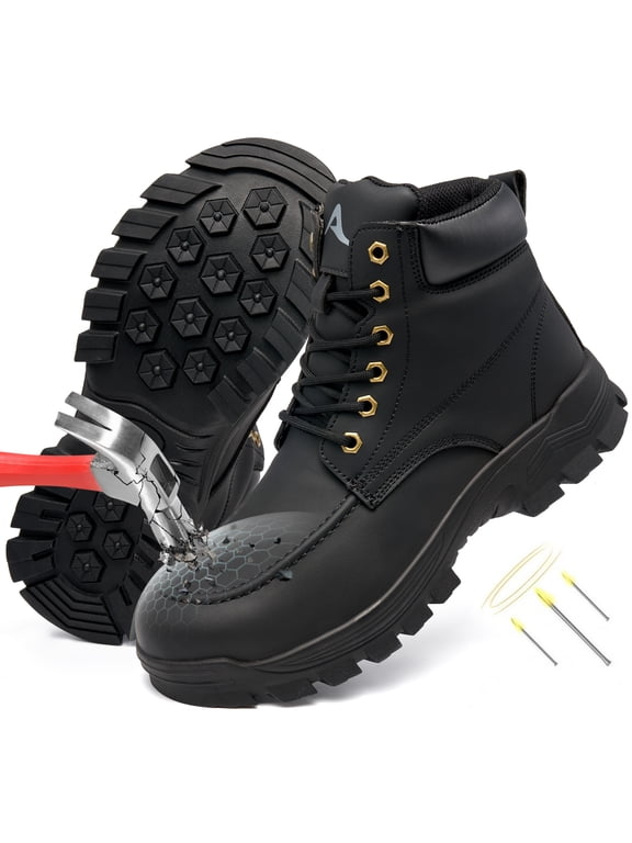 Men's Waterproof Steel Toe Safety Work Boots Slip Resistant Industrial Construction Boot