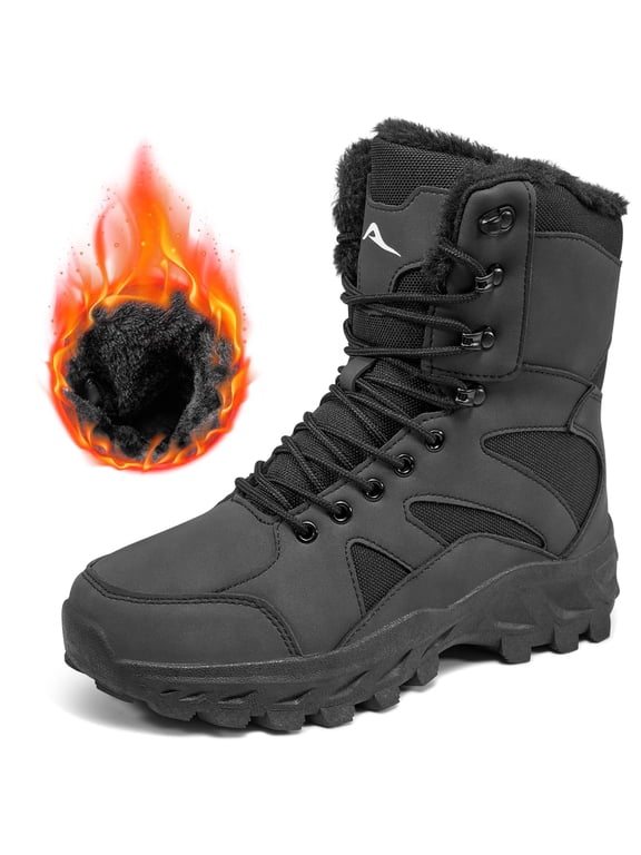 Men's Winter Snow Boots Water Non Slip Warm Outdoor Boots Lightweight Comfortable Durable Hiking Shoes