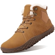 Ecetana Mens Wide Toe Snow Boots Lightweight Waterproof Winter Boots Fuax Fur Lined Anti-slip Cold Weather Shoes