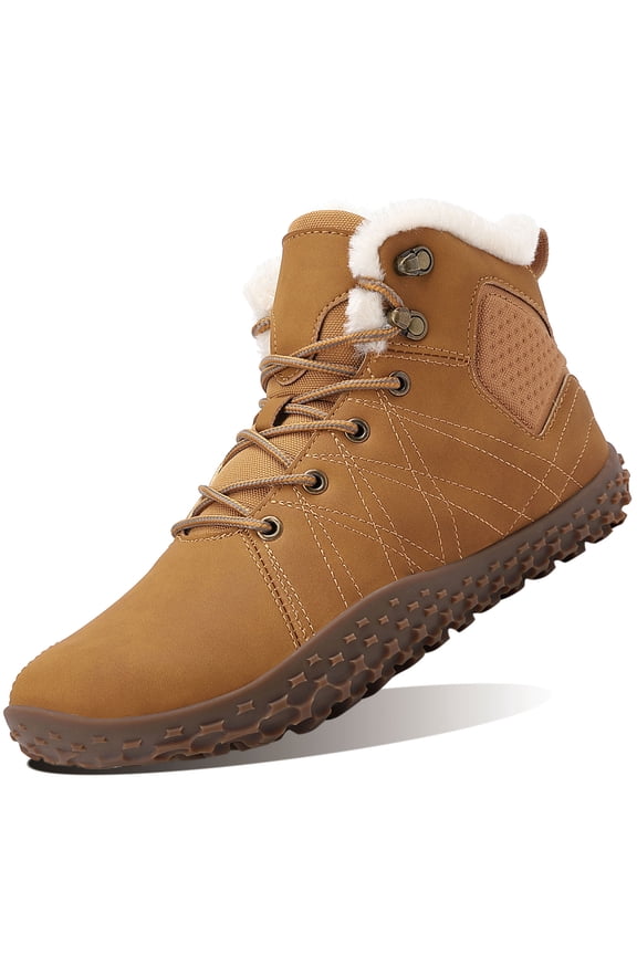 Mens Wide Toe Snow Boots Lightweight Waterproof Winter Boots Fuax Fur Lined Anti-slip Cold Weather Shoes