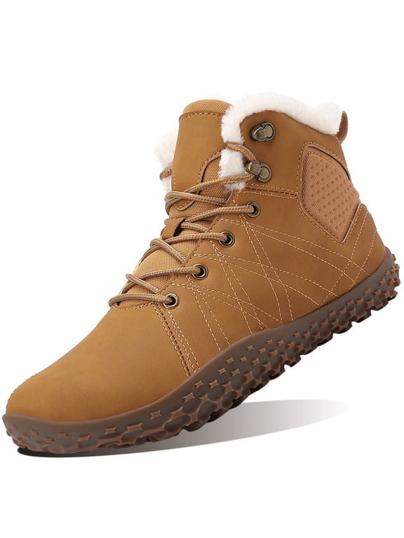 Mens Wide Toe Snow Boots Lightweight Waterproof Winter Boots Fuax Fur Lined Anti-slip Cold Weather Shoes