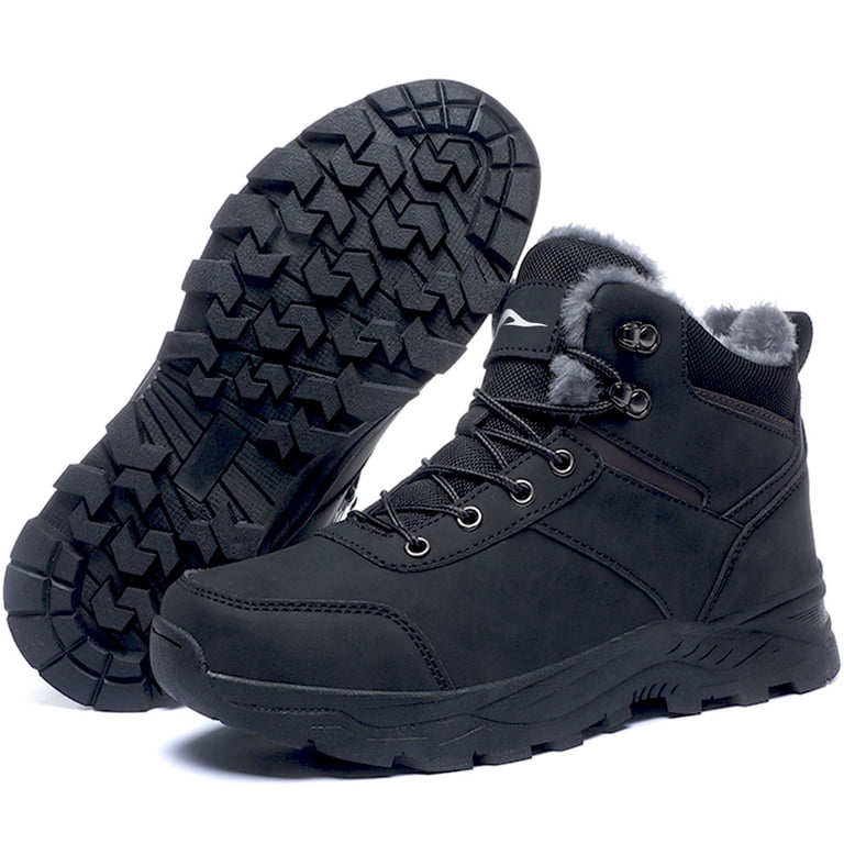 MeMoride Mens Snow Boots Waterproof Warm Faux Fur Lined  display picture 2