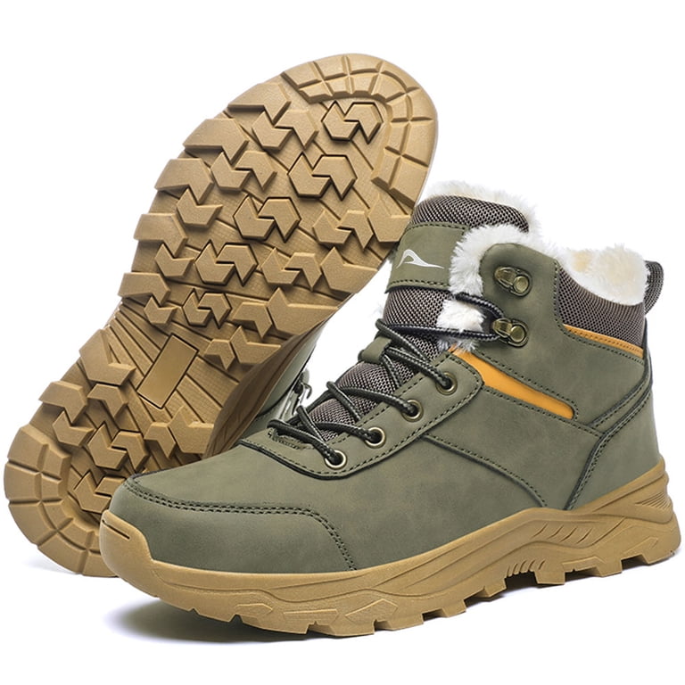MeMoride Mens Snow Boots Waterproof Warm Faux Fur Lined  display picture 1