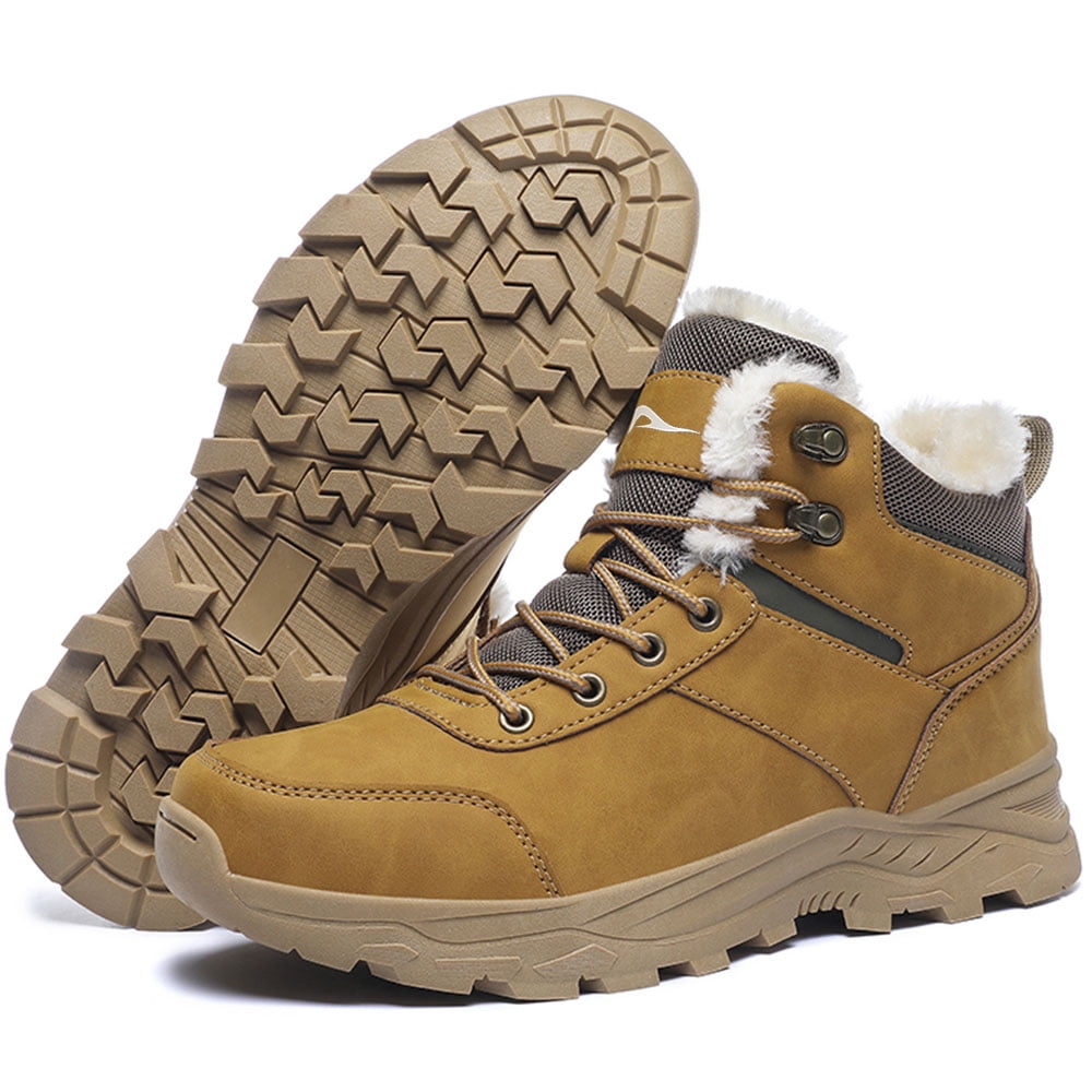 MeMoride Mens Snow Boots Waterproof Warm Faux Fur Lined Ankle