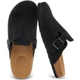 thumbnail image 1 of Ecetana Suede Clogs for Men Leather Mules Soft Potato Shoes Slip On Sandals with Arch Support & Adjustable Buckle, 1 of 6