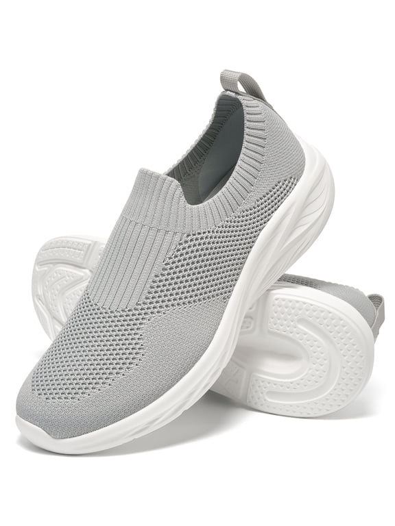 Mens Walking Shoes Lightweight Slip-On Knit Sneakers Breathable Mesh Running Shoes