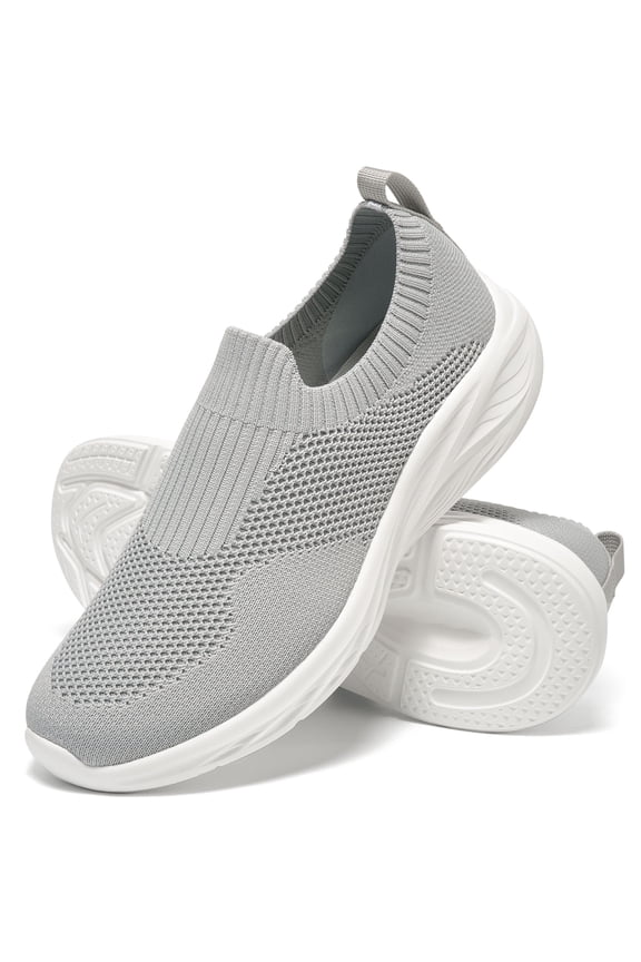 Mens Walking Shoes Lightweight Slip-On Knit Sneakers Breathable Mesh Running Shoes