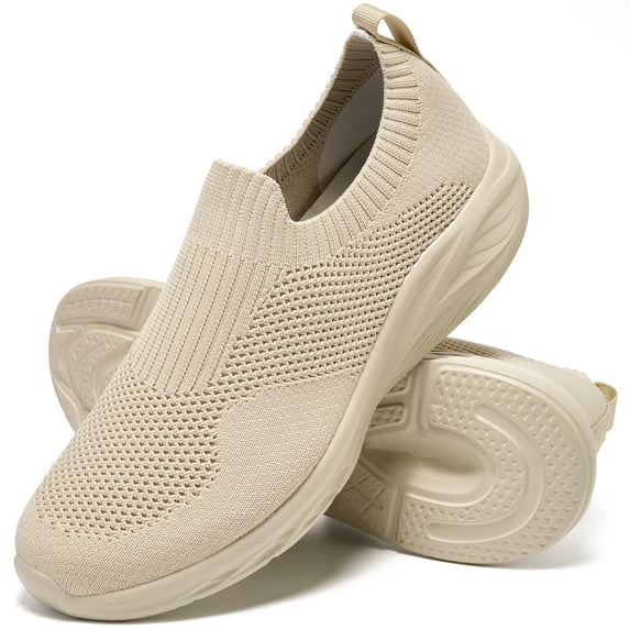 MeMoride Mens Walking Shoes Lightweight Slip-On Knit Sneakers Breathable Mesh Running Shoes