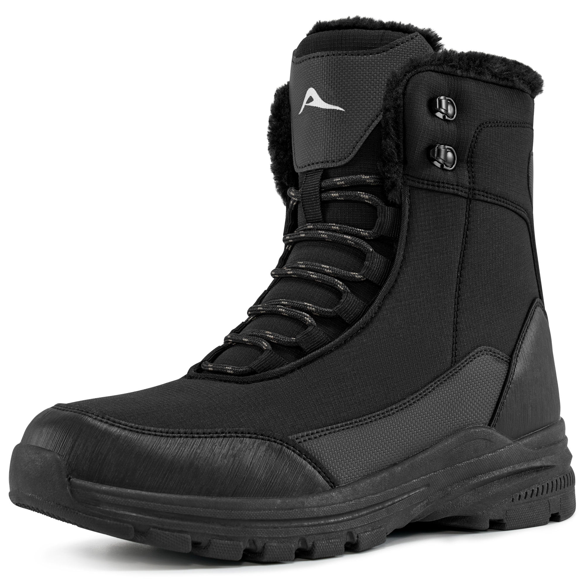 Ecetana Snow Boots for Men Winter Warm Faux Fur Lined Ankle Boots Outdoor Hiking Shoes