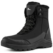 ECETANA Snow Boots for Men Winter Warm Fur Lined Ankle Boots Outdoor Hiking Shoes