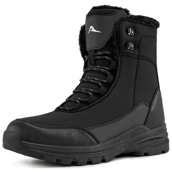 Ecetana Snow Boots for Men Winter Warm Fur Lined Ankle Boots Outdoor Hiking Shoes