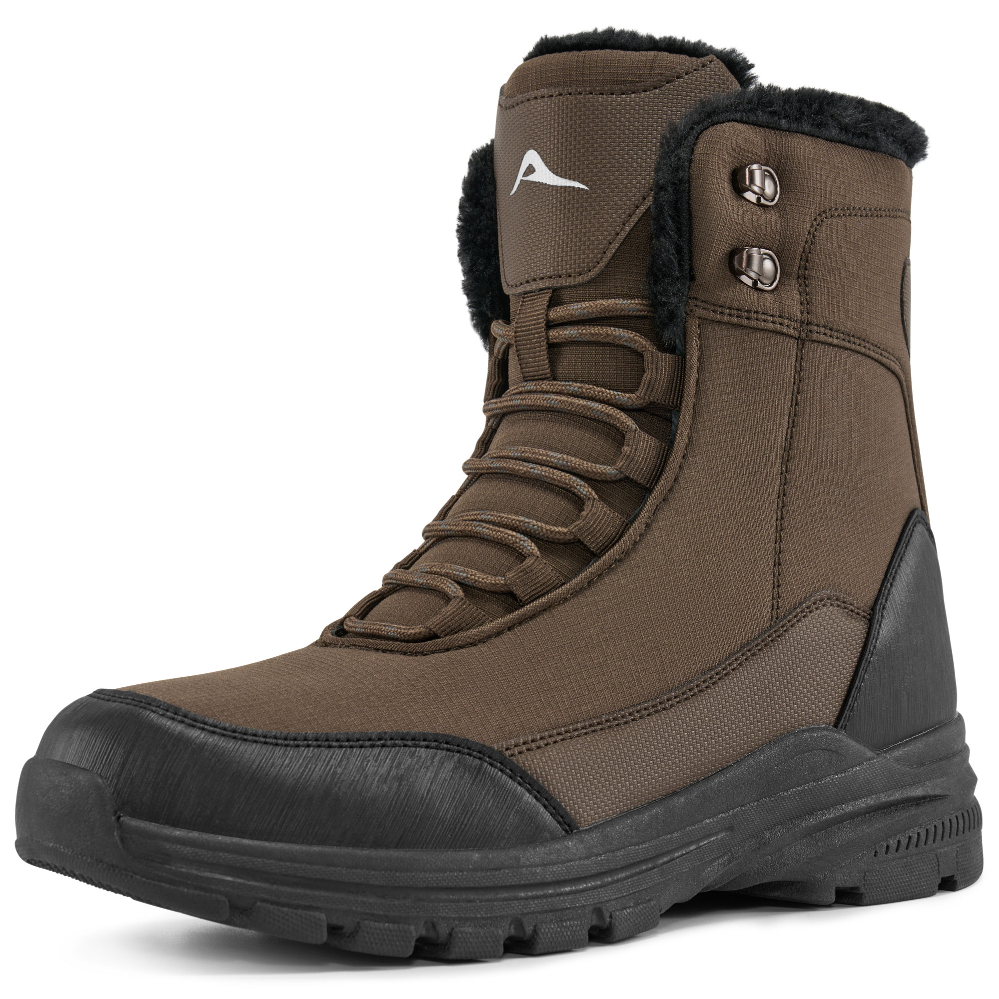 Ecetana Snow Boots for Men Winter Warm Faux Fur Lined Ankle Boots Outdoor Hiking Shoes