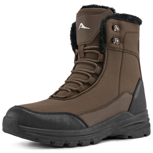 Ecetana Snow Boots for Men Winter Warm Faux Fur Lined Ankle Boots Outdoor Hiking Shoes