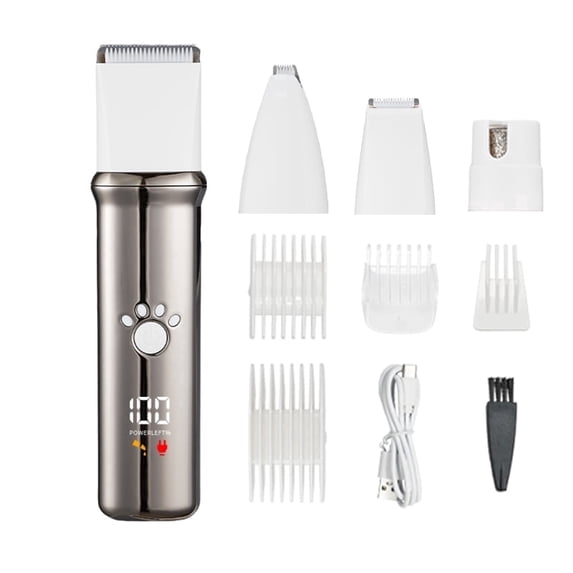 MeWang 4 in 1 Dog Grooming Kit with LED Display,Waterproof Dog Clippers Cordless for thick hair