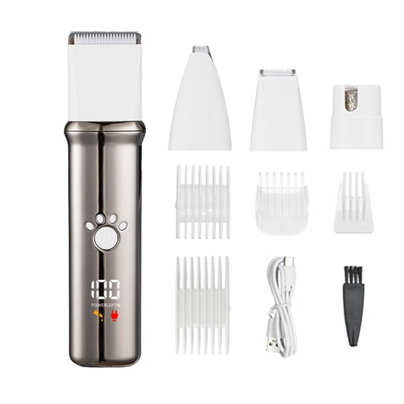 MeWang 4 in 1 Dog Grooming Kit with LED Display,Waterproof Dog Clippers Cordless for thick hair