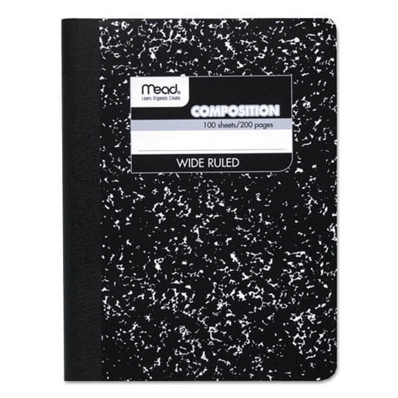 Mead 09910 9.75 in. x 7.5 in. Sheets Wide/Legal Rule Composition Book - Black Cover