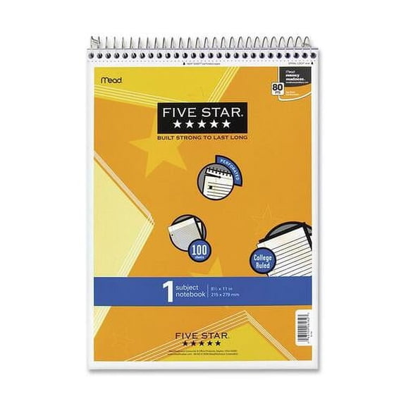 Mead 1-Subject Notepad - 100 Sheets - Wire Bound - 8 1/2" x 11" - White Paper - Assorted Cover Laminated - Plastic Cover - Perforated - 1 Each | Bundle of 2 Each