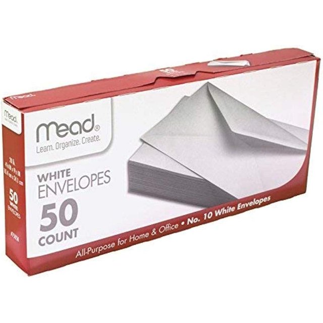 Mead 10 Envelopes, Gummed Closure, AllPurpose 20Ib Paper, 41/8" x 9