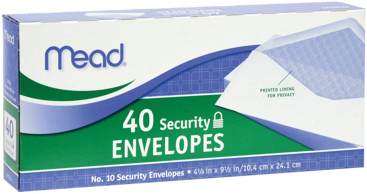 Mead 10 Security Envelopes, 40 Count (75214) - White