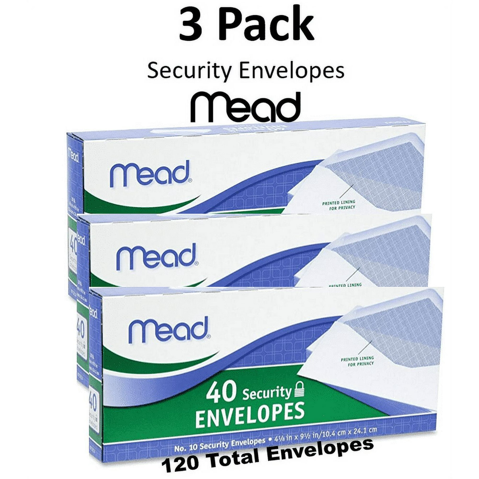 Mead Security Envelopes, 4.125in X 9.5in, #10, 40 Ct (3 Pack)