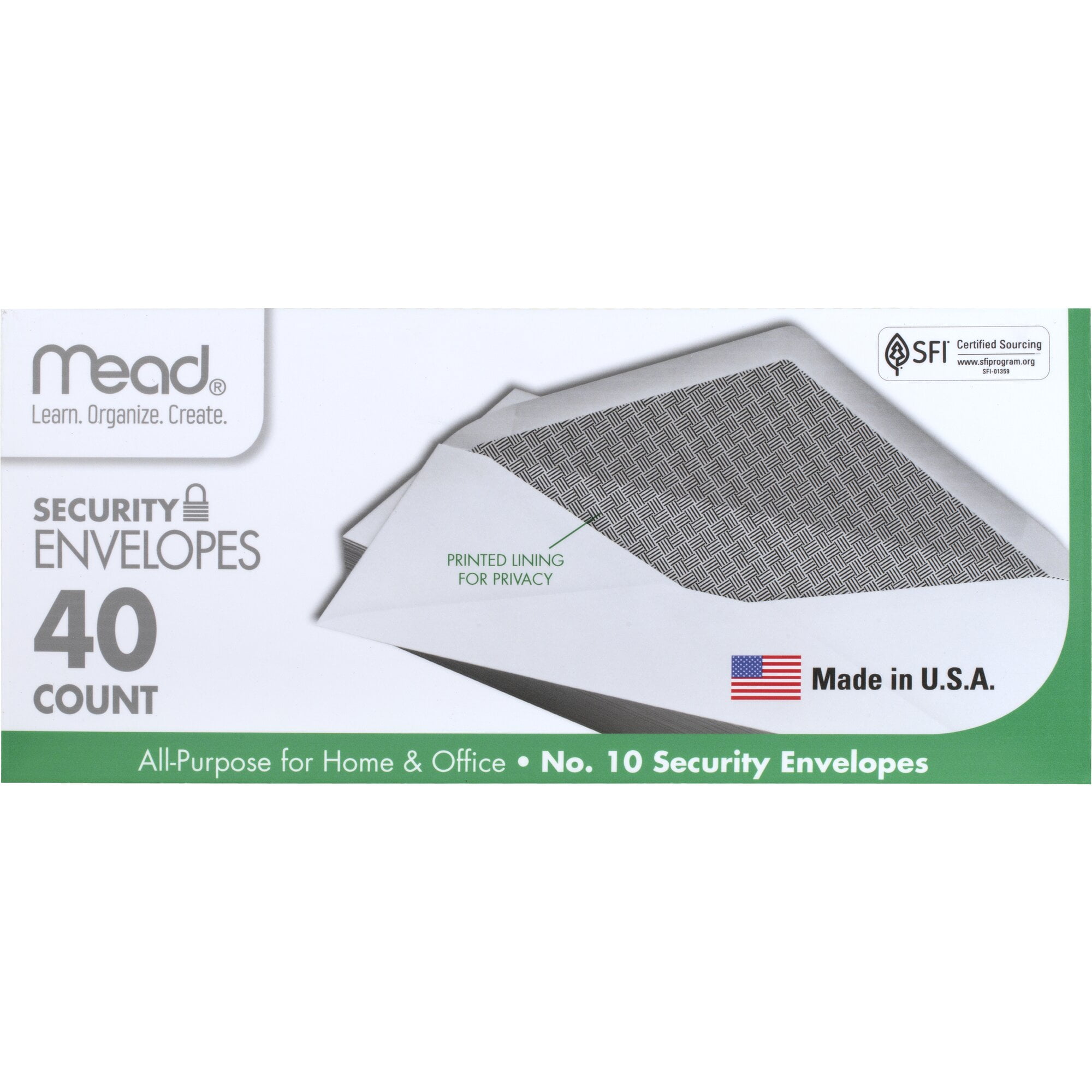 Mead 10 Security Envelopes 4 18 x 9 12 White 40 Count - Envelopes