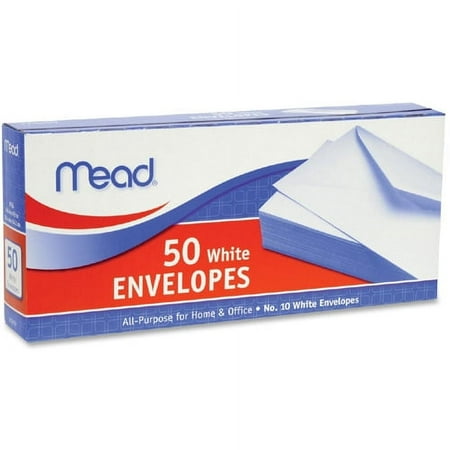 Mead #10 White Gummed Business Envelopes, 50 Count (75050)
