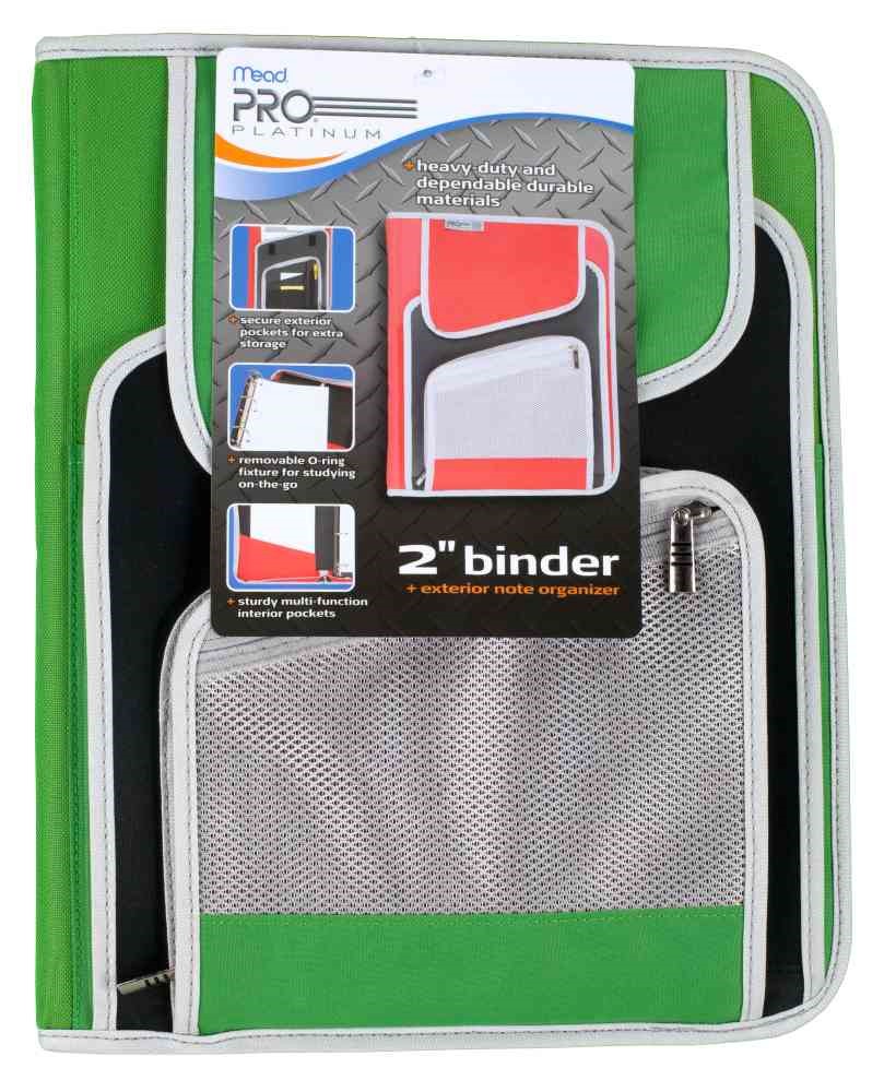 Mead 2 Inch PRO Zipper Binder, Green, 1 Count