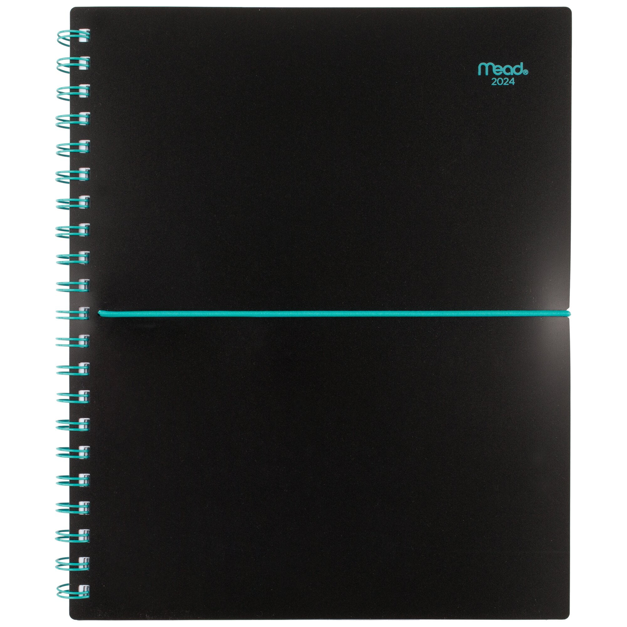 Mead 2024 15Month Basic Bungee Weekly Monthly Planner Black with Blue