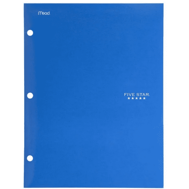 Mead 4Pocket FolderBlue, 2 vertical pockets By Five Star