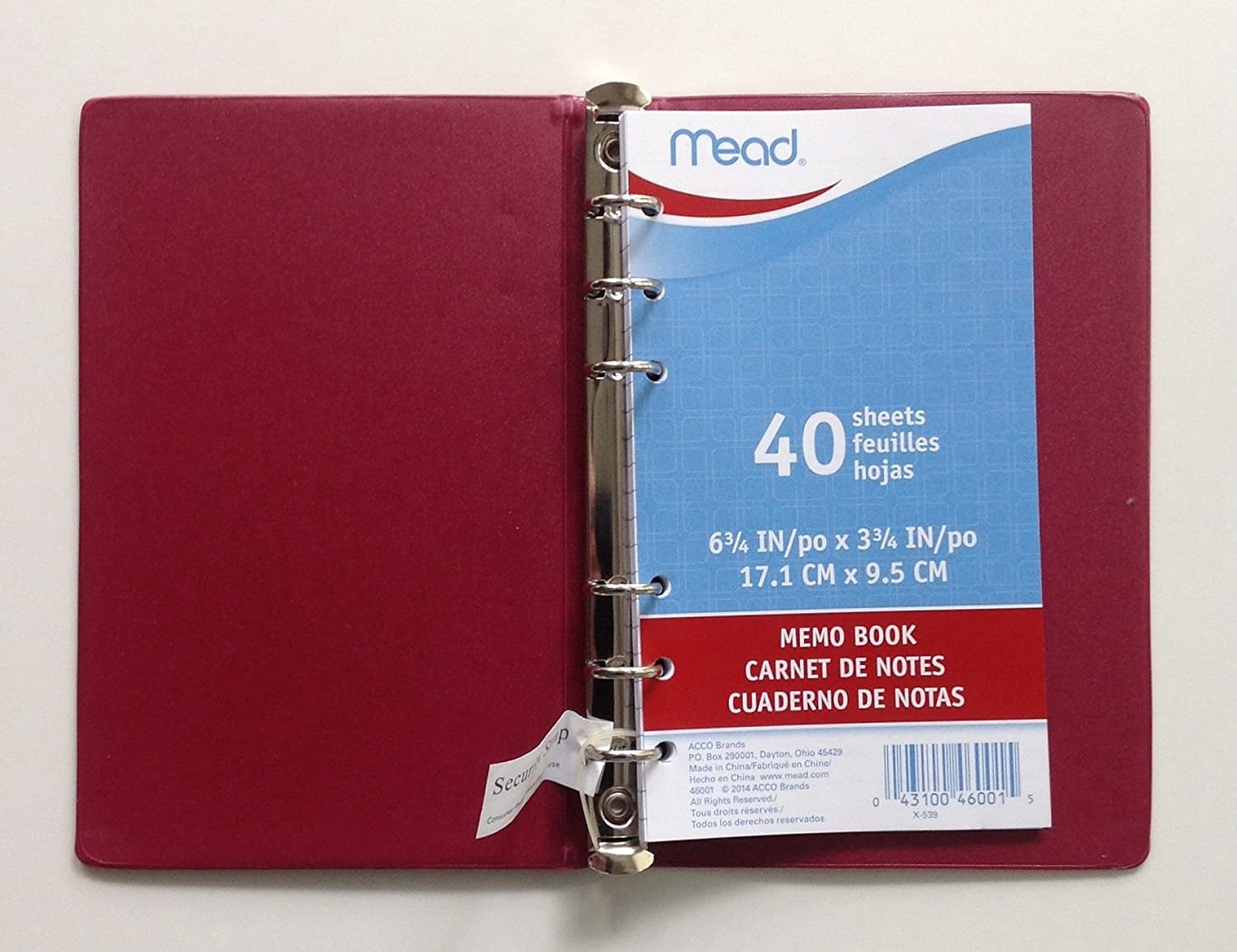 Small Red Note Book Mead 46001 Small 6-Ring Red Vinyl Notebook w 6-3/4 x 3-3/4 Lined Paper ...