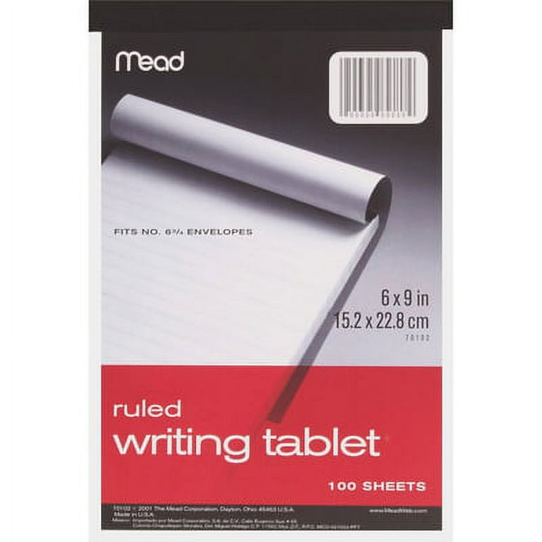 Mead Ruled Writing Tablet - 100 Sheets - Ruled - 20 lb Basis Weight - 6 Mead Ruled Writing Tablet - 100 Sheets - Ruled - 20 lb Basis Weight - 6