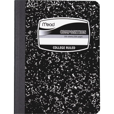 Mead-4PK Square Deal Composition Book, Medium/College Rule, Black Cover, 9.75 X 7.5, 100 Sheets
